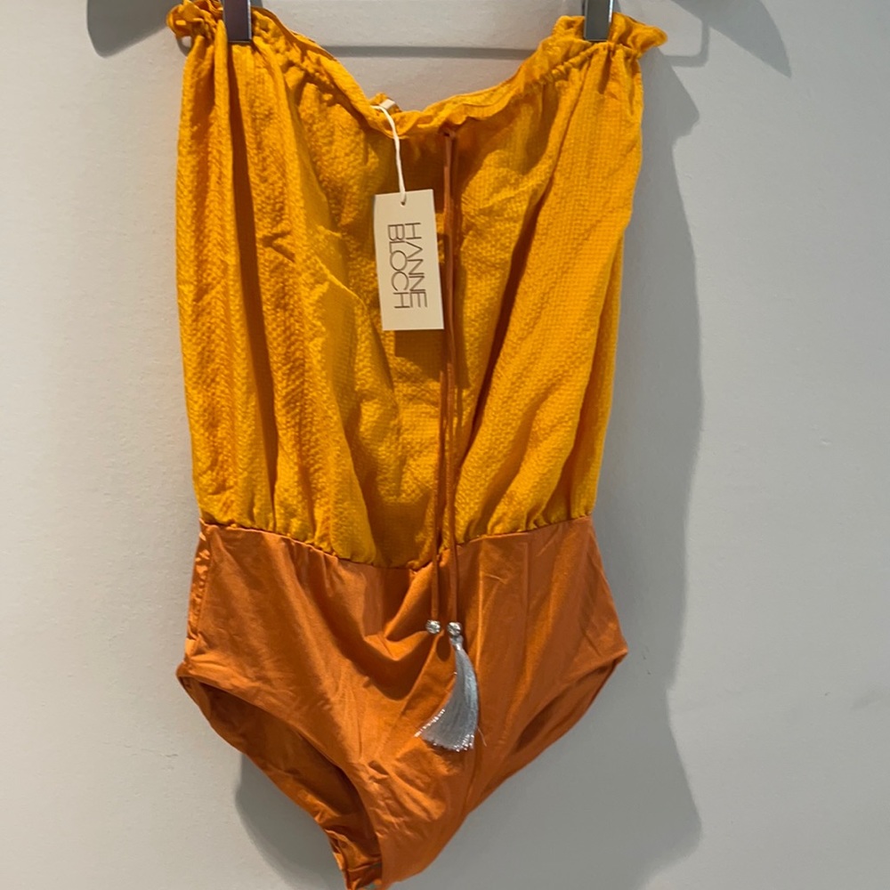 Hanne Bloch apricot bandeau swimsuit size small